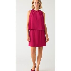 CYNTHIA STEFFE Camilla Sleeveless Crepe‎ Popover DRESS SIZE 4 $228 PINK